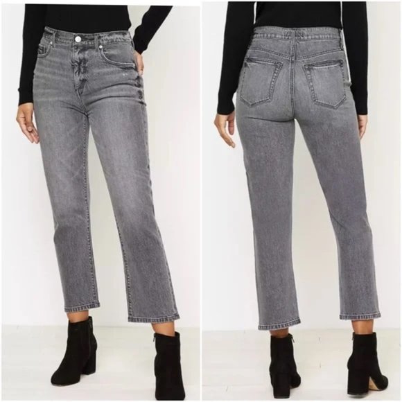 LOFT Denim - Loft High Rise Straight Crop Jeans in Silver Grey Wash